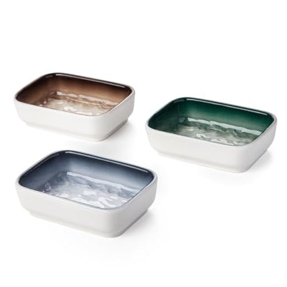 Ceramic Feeding Bowls for Small Animals, Ideal for Hamster, Guinea Pig, Hedgehog and Gerbil (Blue + Green + Brown)