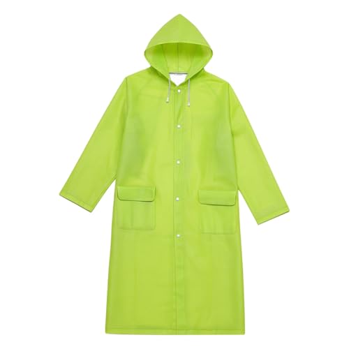 Unisex Hooded Raincoat Waterproof Reusable Rain Jacket with Pockets for Cycling Hiking Travel Commuting - color: Light Green, size: X-Large