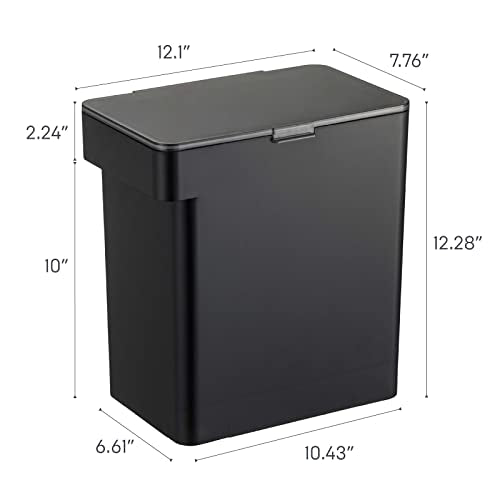 YAMAZAKI Home Tower Airtight Pet Food Storage Container - Cat And Dog Food Holder Bin With Transparent Lid And Handle - Large - Polypropylene - 15 Lbs., 3.2 Gallons, 12 Quarts - color: Black, size: Large