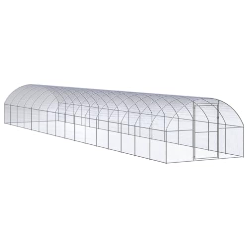 Large Chicken Coop Outdoor Galvanized Steel Silver Rectangular Poultry House for Chickens and Ducks, Spacious Durable Weather Resistant Backyard Shelter - color: Silver B, size: 118.1 x 118.1 x 78.7 in (W x L x H)