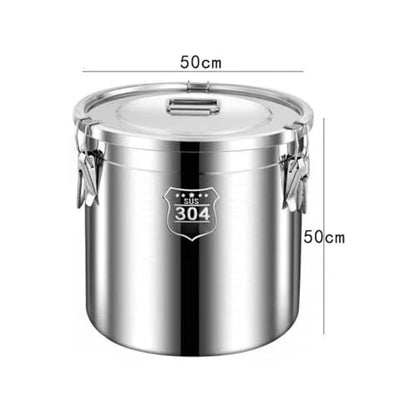 Milk Barrel, 304 Stainless Steel Airtight Canister Milk Can with Lid Airtight Barrel Grain Containers Bucket Storage Containers for Kitchen,25 * 25Cm,50 * 50Cm - size: 50*50cm
