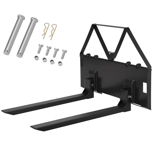 GarveeTech 46 in Skid Steer Pallet Forks, Heavy Duty 3200 LBS Capacity Skid Steer Forks Attachment for Tractors and Loaders, Quick Attach Mount, Black - color: Black, size: 46"