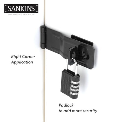 4-1/2" Swivel Staple Safety Hasps, Gate Door Hasp Latches Safety Packlock Clasp Locking with Twist Knob for Fence, Gate, Cabinet, Black - color: Black