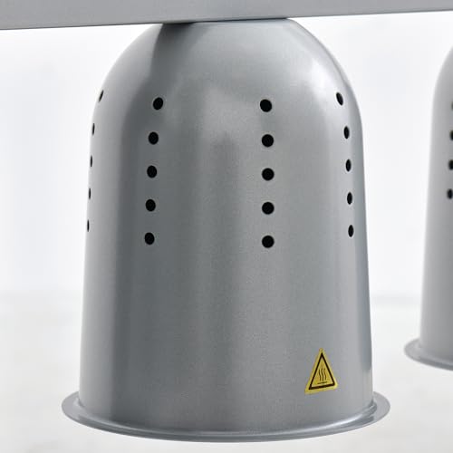 Kratos Commercial Food Warmer, Freestanding Heat Lamp, Five Bulbs, Adjustable Height, Silver, 120V, 1250W (31M-009) - size: 5 Bulb-Silver