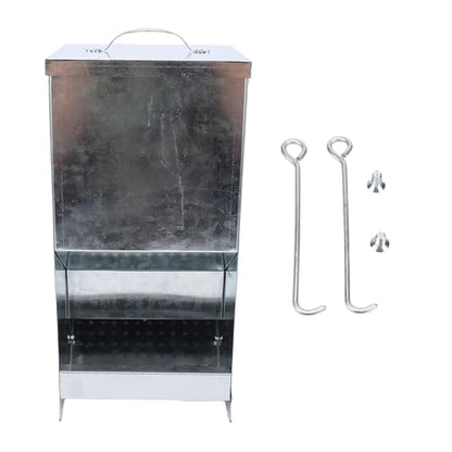 Focket Rabbit Feeder, Large Capacity Rain Proof Galvanized Metal Feeder, Outdoor Poultry with Rain Cover for Yard Garden