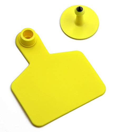 Blank Ear Tags for Cattle Livestock Ear Tags for Cows Hogs Sheep, 100 Pieces (Yellow) - color: Yellow