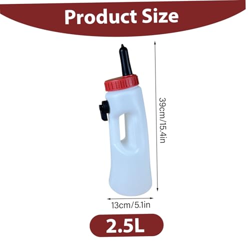 Calf Bottle with Detachable Nipple 2.5L Plastic Nursing Bottle with Regulating Valve and Handle Farm Equipment