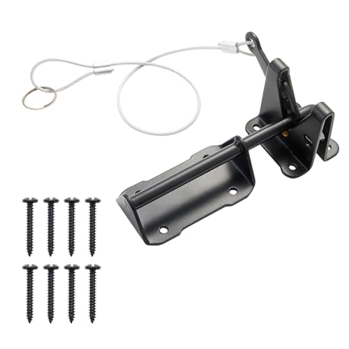Gravity Gate Latch, Self-Locking Heavy Duty Black Gate Latches for Wooden Fences, Outdoor Vinyl Gate Lock, No-Sag Gate Hardware for Driveway, Garden, Yard & Farm - size: Gravity