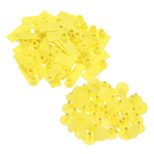 M METERXITY 50-Pack Sheep Ear Tags, Plastic Blank Livestock Ear Tags for Cows/Sheep/Cattle/Pig, Farm Animal Identification Markers [Yellow] - color: Yellow