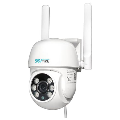 Sovmiku CA3 AI Auto Tracking Mini 2K Security Camera Wireless Outdoor, Two-Way Audio, Easy to Setup, 9.8Ft Power Cable,360° View, Color Night Vision, Audible Flashlight Alarm, 180 Days Exchange Policy