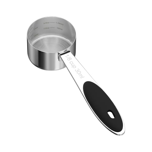 LEIFENY 1PCS 1/8CUP(30ml) Dog Cat Food Scoop, Stainless Steel Measuring Cup, Metal Pet Scooper with Inner Precision Scale Measurement - size: 1/8 cup