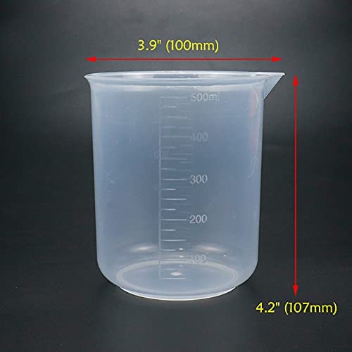 Antrader Plastic Measuring Cup,Scientific Graduated Beaker,Clear,500ml,1Pcs | PP Transparent Kitchen And Laboratory Beaker,Lightweight,Reusable - size: 500ml