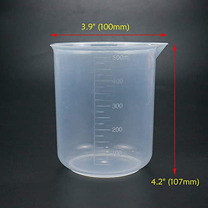 Antrader Plastic Measuring Cup,Scientific Graduated Beaker,Clear,500ml,1Pcs | PP Transparent Kitchen And Laboratory Beaker,Lightweight,Reusable - size: 500ml
