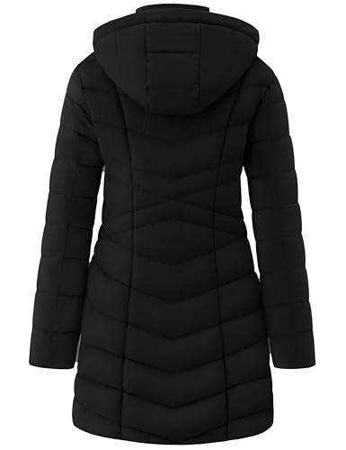 wantdo Women's Puffer Jacket Warm Padded Winter Coat Long Quilted Jacket (Available in Plus Size) - color: Black, size: Small