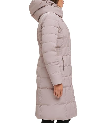 Cole Haan Women's Long Quilted Puffer Coat Down Jacket - color: Cashew Grey, size: X-Small