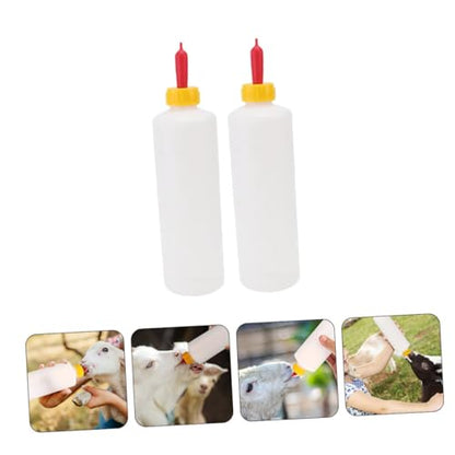 2sets Lamb Feeding Bottles Replaceable Milk Bottles for Small Animals Daily Use Feeding Container for Newborn Livestock Capacity with Multi Nipples for Farm Use