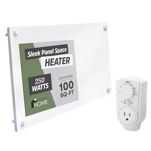 EconoHome Convection Wall Heater with Thermostat - 250W Electric Wall Mounted Space Heater Panel - Updated Model, 120V - Heats Rooms up to 120 Sq Ft - size: 250W
