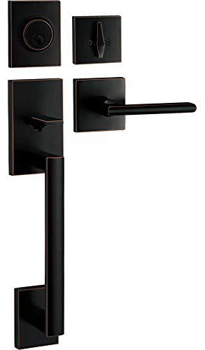 Berlin Modisch HandleSet Front Door Entry Handle and Deadbolt Lock Set Slim Square Single Cylinder Deadbolt and Lever Reversible for Right & Left Sided Doors Heavy Duty – Oil Rubbed Bronze - color: Oil Rubbed Bronze, size: Modern Series XL HandleSet