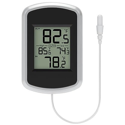 Urageuxy Wired Indoor Outdoor Thermometer, Home Room Temperature Monitor with Min/Max Record and 78.74inch Line Probe Sensor, Fahrenheit Only