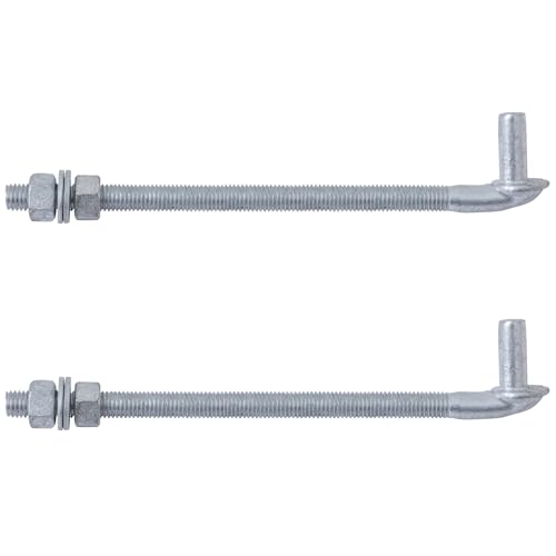 VIVIDA 12" J Bolt Gate Hinge 2 Pack, Chain Link Gate Bolt Hinge with 5/8" Male Pin, Galvanized Steel, Nuts & Washers Included - size: 12" (2 PCS)