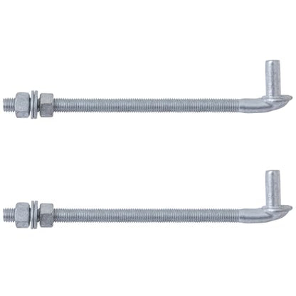 VIVIDA 12" J Bolt Gate Hinge 2 Pack, Chain Link Gate Bolt Hinge with 5/8" Male Pin, Galvanized Steel, Nuts & Washers Included - size: 12" (2 PCS)