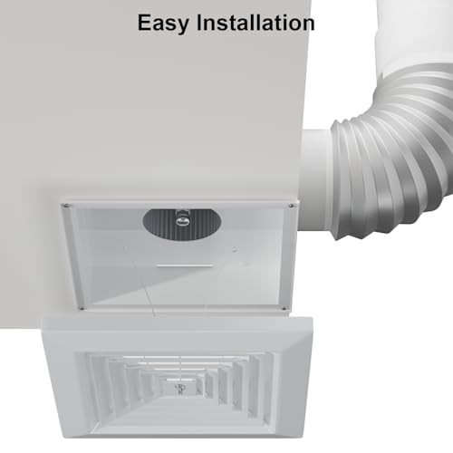 10 Inch Panel Bathroom Exhaust Fan, 77 CFM 1.1 Sones Quiet Ceiling Mount Exhaust Fan, 4'' Duct Square Bathroom Vent Fan for Home/Bath/Garage/Office, 25W, 8.3 x 8.3'' Mount, Milky-white - size: 10 Inch milchig-weiß square