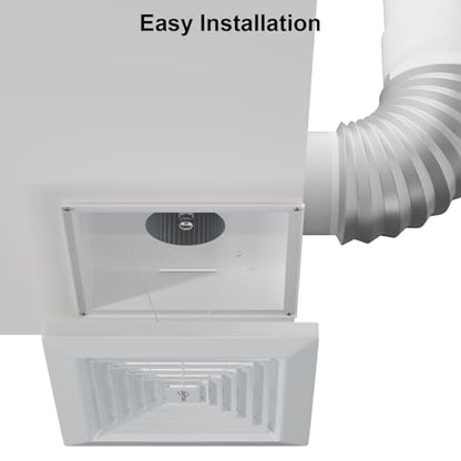 10 Inch Panel Bathroom Exhaust Fan, 77 CFM 1.1 Sones Quiet Ceiling Mount Exhaust Fan, 4'' Duct Square Bathroom Vent Fan for Home/Bath/Garage/Office, 25W, 8.3 x 8.3'' Mount, Milky-white - size: 10 Inch milchig-weiß square