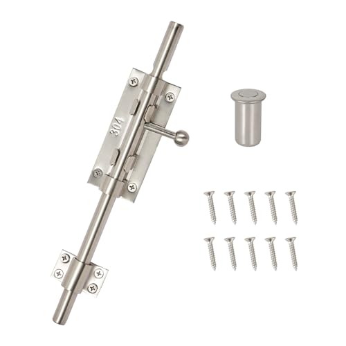 Barrel Bolt Latch 9.6 Inch Sliver Cane Bolt Heavy Duty Gate Latch 304 Stainless Steel Hardware for Outdoor Fence Wooden Gates Barn Door Inside Door - color: Sliver 1 Pack, size: 9.6 Inch