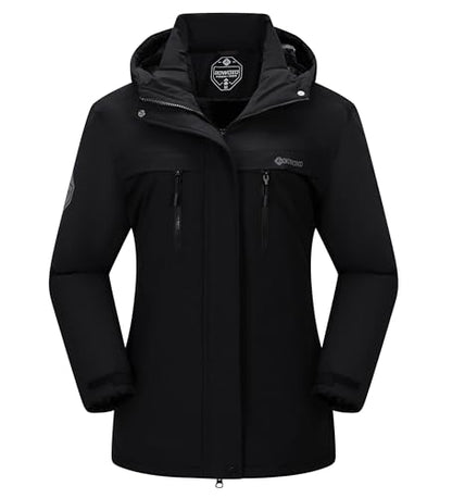Women's Waterproof Snow Ski Jacket Warm Winter Coat Insulated Snowboarding Jacket Softshell Hiking Jacket - color: Black, size: Medium