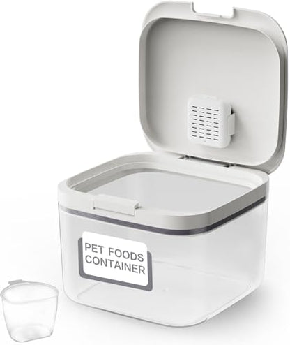 LivLab Mker Airtight Dog Food Storage Container 5 lbs - Pet Food Containers with Lids, Keeps Dry, Flour & Rice Storage Bin with Measuring Cup, Dog Treat & Cat Food Holder (6 lbs) White - color: (D983)-11L-1