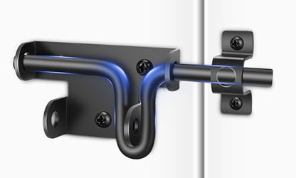 TRIPLE DEER Heavy Duty Slide Bolt Gate Latch, Sliding Bolt Door Lock with Padlock Hole, Slide Bolt Hardware for Wooden Fence/Yard Fence/Shed Door/Barn Door, Black, 2 Pack