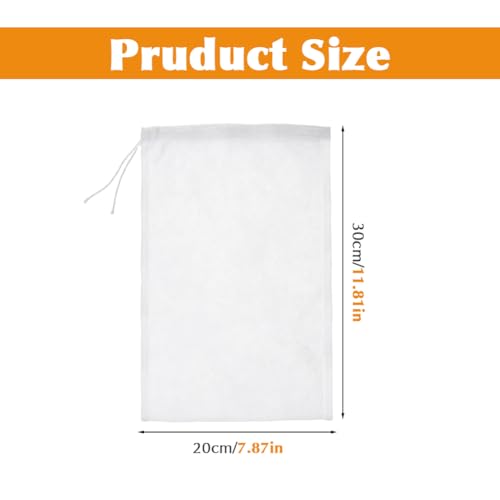 8 Pack 200 Mesh Nut Milk Bags for Straining, 12 x 8 Inch Reusable Nylon Food Grade Filter Cheese Cloth Bags for Straining Almond Milk, Juice, Yogurt, Tea & Coffee