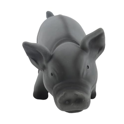 Buachois Dog Squeak Toy 6.3x3.1x3.1In, Cute Pig Grunting Latex Chew Toy Safe Bite Proof Pet Toy for Dogs Puppies (Black) - color: Black