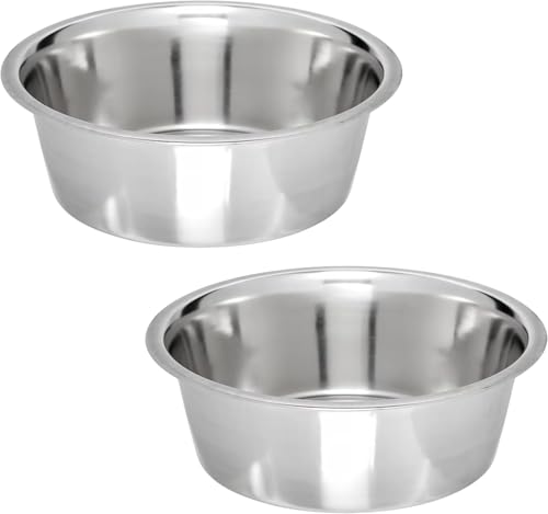 Stainless Steel Dog Bowl 2-Pack Metal Food and Water Dish (8.1" inch Outer Diameter) Pet Feeder Replacement Bowls Dishwasher Safe, Easy to Clean (7 Cups) - size: 7 cups
