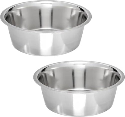 Stainless Steel Dog Bowl 2-Pack Metal Food and Water Dish (8.1" inch Outer Diameter) Pet Feeder Replacement Bowls Dishwasher Safe, Easy to Clean (7 Cups) - size: 7 cups