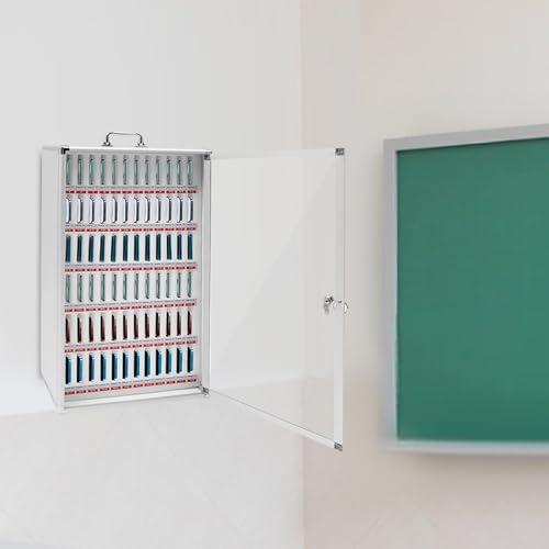72 Slots Aluminum Alloy Pocket Chart Storage Cabinet,Cell Phones Storage Cabinet,Wall-Mounted with a Locked,Can be Carried by Hand