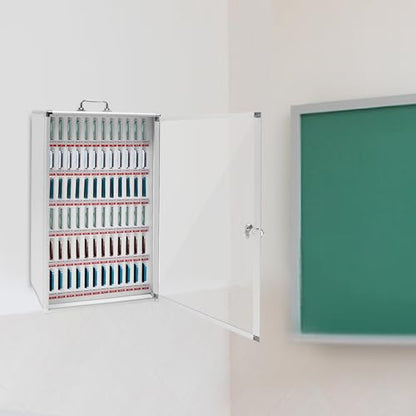 72 Slots Aluminum Alloy Pocket Chart Storage Cabinet,Cell Phones Storage Cabinet,Wall-Mounted with a Locked,Can be Carried by Hand
