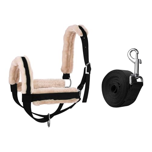 Cattle Traction Halter Outdoor Cattle Harness with 300cm Rope Essential Barn Equipment Suitable for Animal Management Farm, Black L