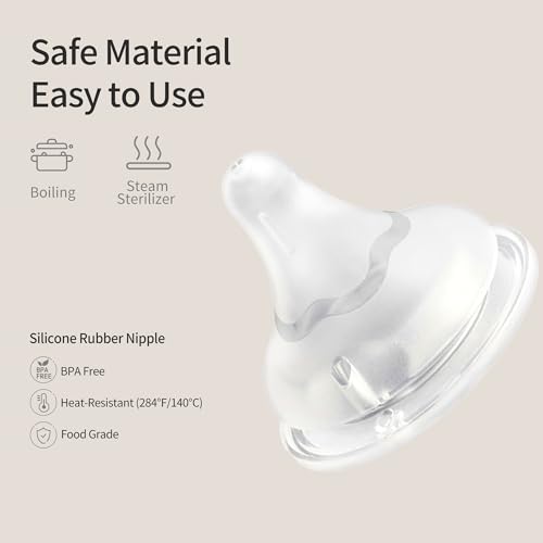 Pigeon Silicone Nipple (M) with Latch-On Line, Natural Feel, 3+ Months, 4 Counts - color: 3m+, M, 4 counts