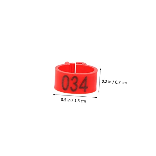 UPKOCH 100pcs Ring Packs Plastic Chicken Leg Bands for Pigeon Racing and Poultry Management - color: Red