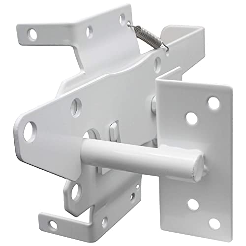 Self-Closing Vinyl Fence Gate Hardware Kit - White Vinyl PVC Fencing Gate Kit Includes Hinges & Latch - size: Self Close White