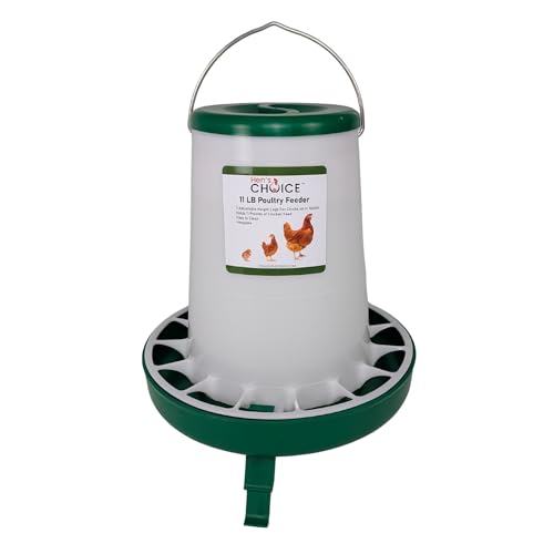 Hen's Choice Chicken Feeder and Waterer Set, 11 lb Feed Capacity, 2.1 Gallon Water Capacity, Adjustable Height (Green) - color: Green
