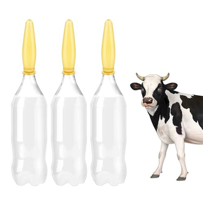 KTXM-Livestock Calf Feeding Bottle with Silicone Nipple, Universal Fit, Food-Grade Material, Anti-Choking Design, 3-Pack, for Farm Animal Nursing