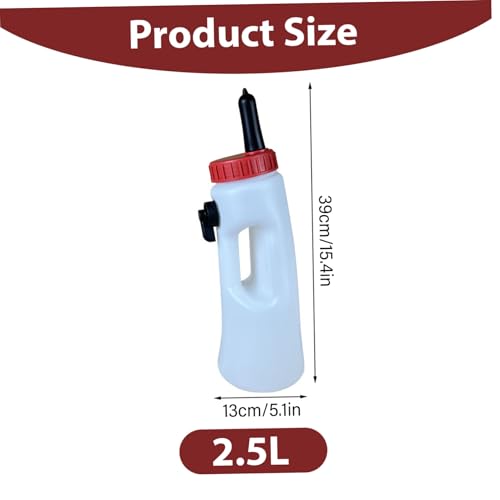 Calf Bottle with Detachable Nipple 2.5L Plastic Nursing Bottle with Regulating Valve and Handle Farm Equipment