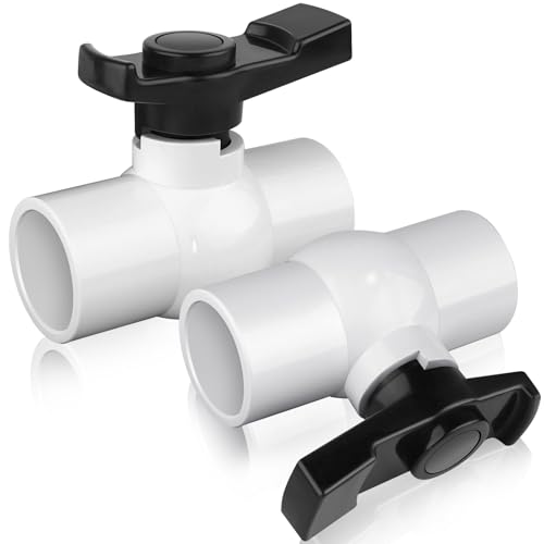 PVC Ball Valve 1-1/2 inch, 2Pack 1.5 inch PVC Shut Off Valve with Double Socket Full Flow Port, Schedule 40 Plastic Control Valve, Using for Commercial、Swimming Pool, Irrigation System - size: 1-1/2 inch