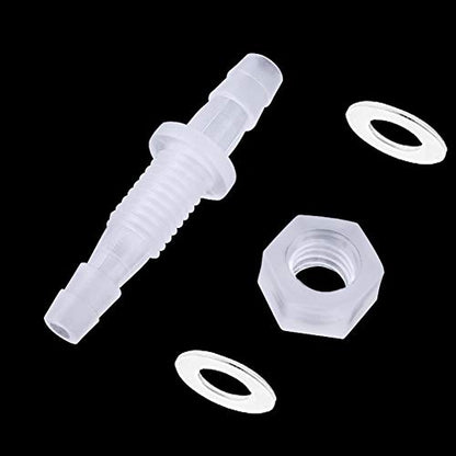 1/2” Thru-Bulk Bulkhead Plastic Hose Barb Fittings Union Adapter Fittings for Aquarium Fuel Gas Liquid Air with Metal washers (Pack of 6) - color: 6 pcs, size: 1/2 Inch