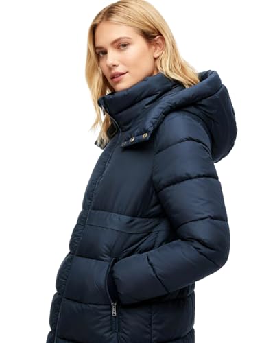Womens Winter Maxi Long Parka Coats Puffer Down Quilted Jacket with Hood - color: Navy-303, size: Small