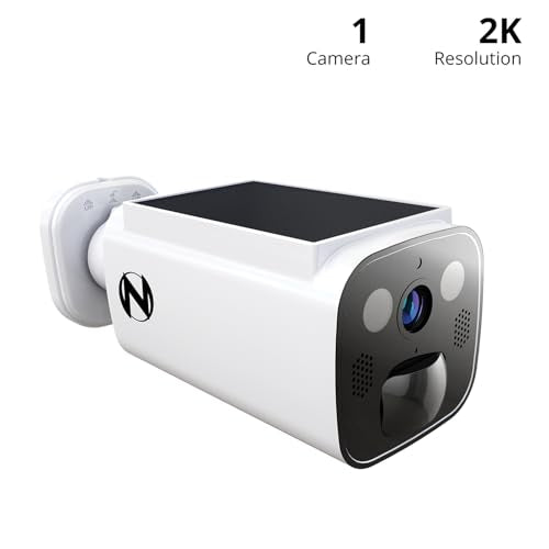 Night Owl 2K Battery Solar Powered Camera with Spotlight and 2-Way Audio – White