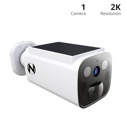 Night Owl 2K Battery Solar Powered Camera with Spotlight and 2-Way Audio – White
