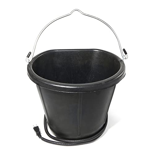 Farm Innovators FB-15R Heated Flat-Back Rubber Bucket, Hanging Water Bucket with Built-in Thermostat and 90W Cord, 18 Quarts - color: 4.5 Gallon, size: Single